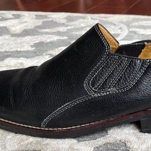 Sandro Black Leather Loafer Western Low Ankle Boot